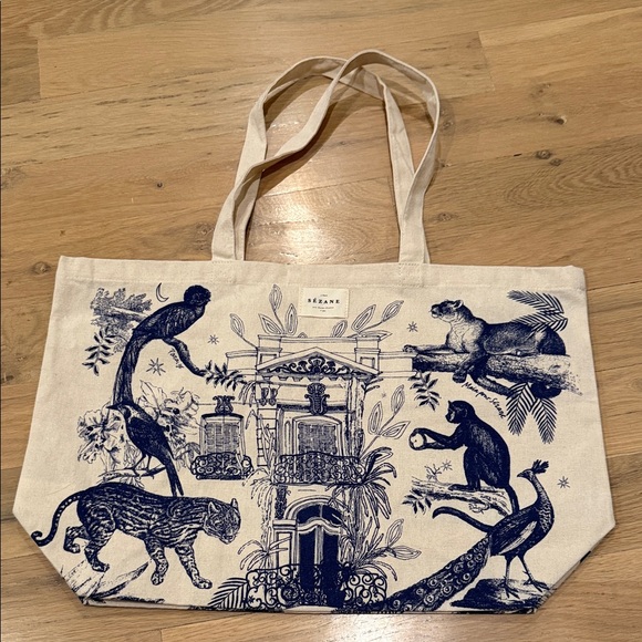 Sezane Handbags - Sézane Canvas Tote with Blue Print NEW